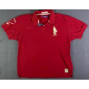 Vintage VTG AKOO Hunt Club Rugby Polo Shirt Mens Size 3XL Red White Mesh Patches